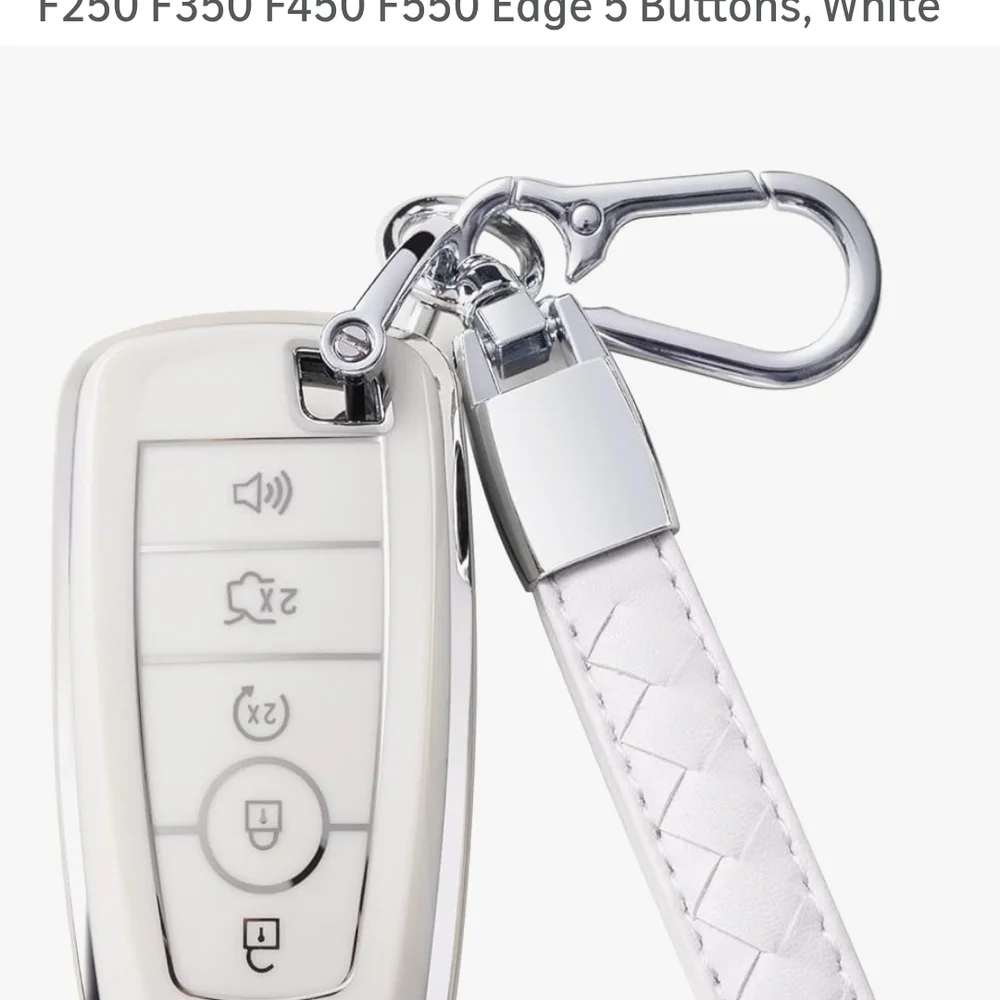 Elegant Cream Key Fob Cover with Strap For FORD Fusion, Escape, Explorer, F150